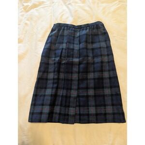Vintage Pendleton Wool Plaid Skirt Women M Green Blue Red Tartan‎ USA Pockets